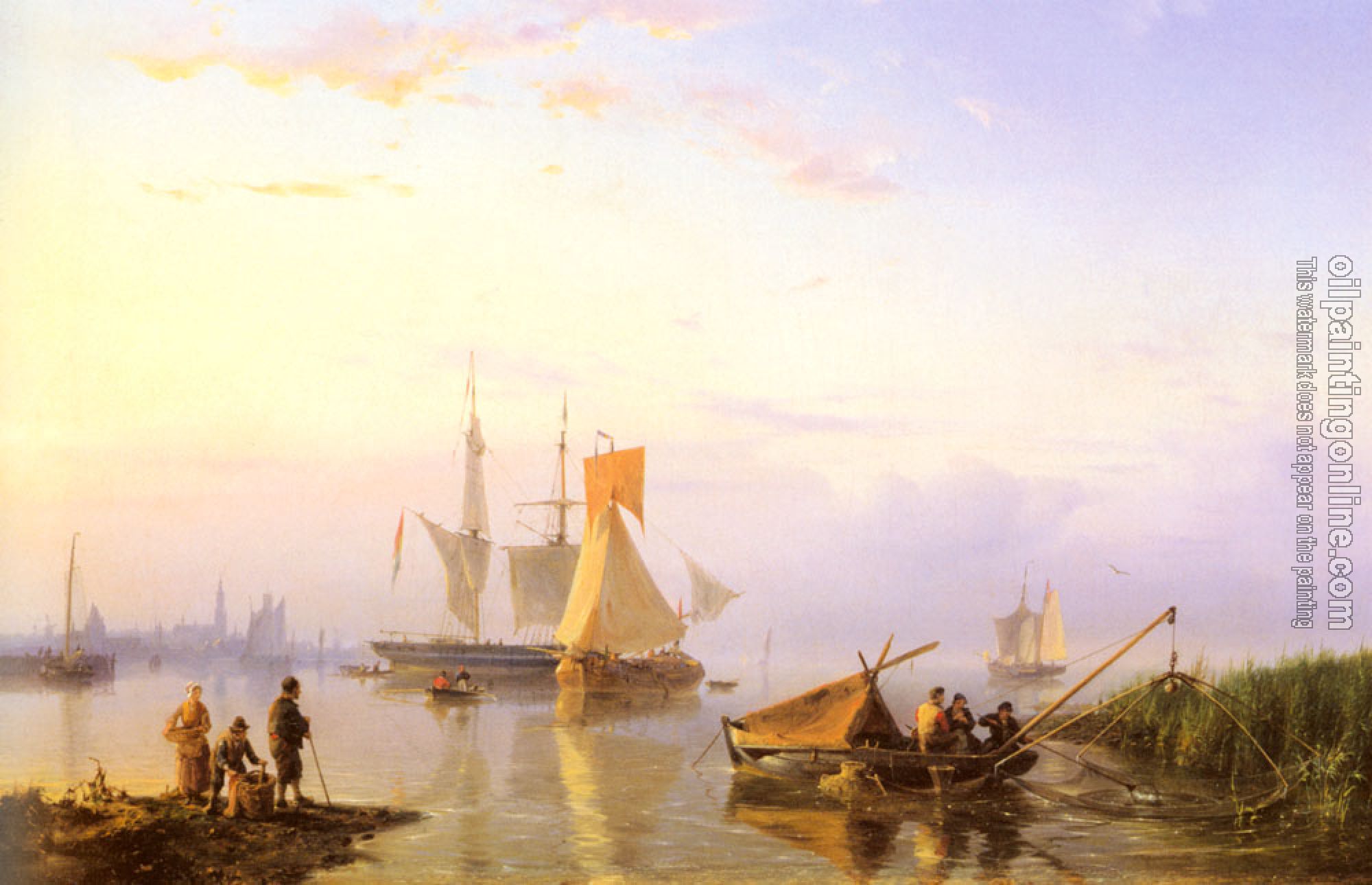 Johannes Hermanus Koekkoek - Shipping In A Calm Amsterdam